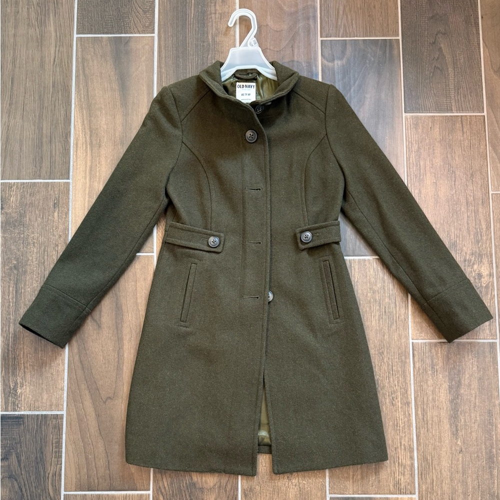 Old Navy Dark Green Trench Coat Women’s Peacoat XS